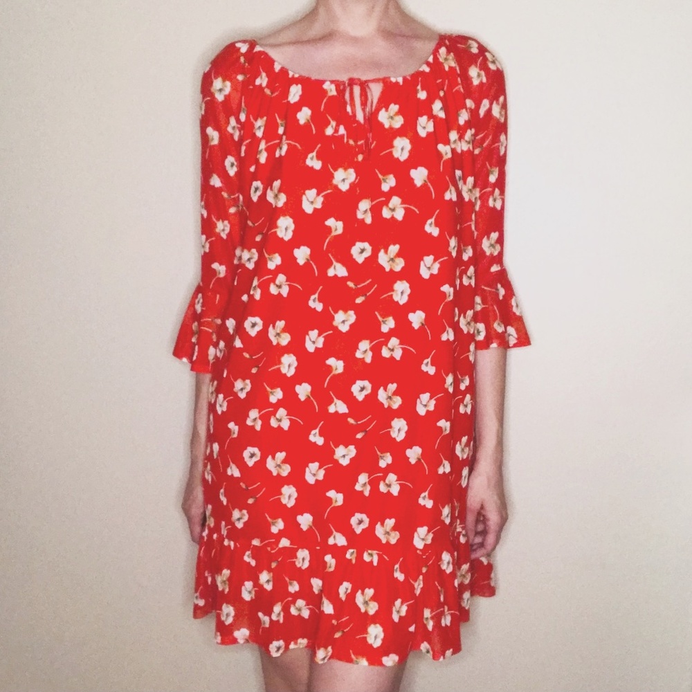 Siren Lily Red Floral Dress Size Small